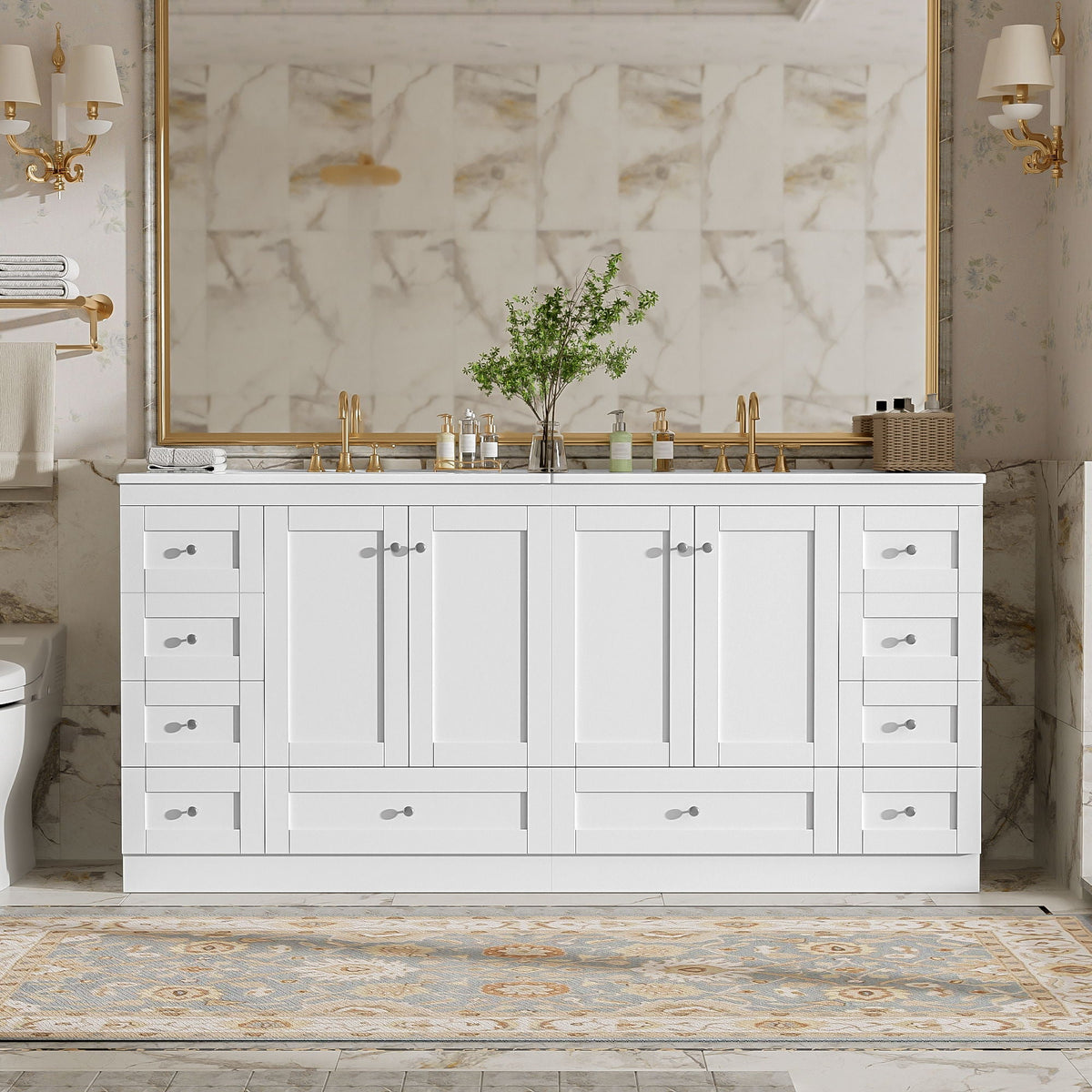 Shaker Free Standing Bathroom Vanity Cabinet & Sink, Soft Close Drawers, Soft Close Doors