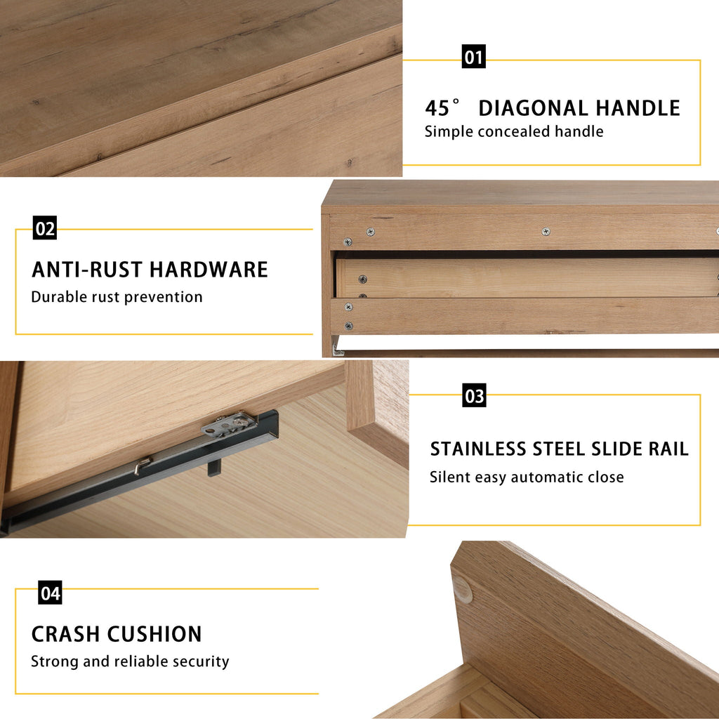 Modern Minimalist Bathroom Cabinet With Soft Close Drawers And Floating Mounting Design