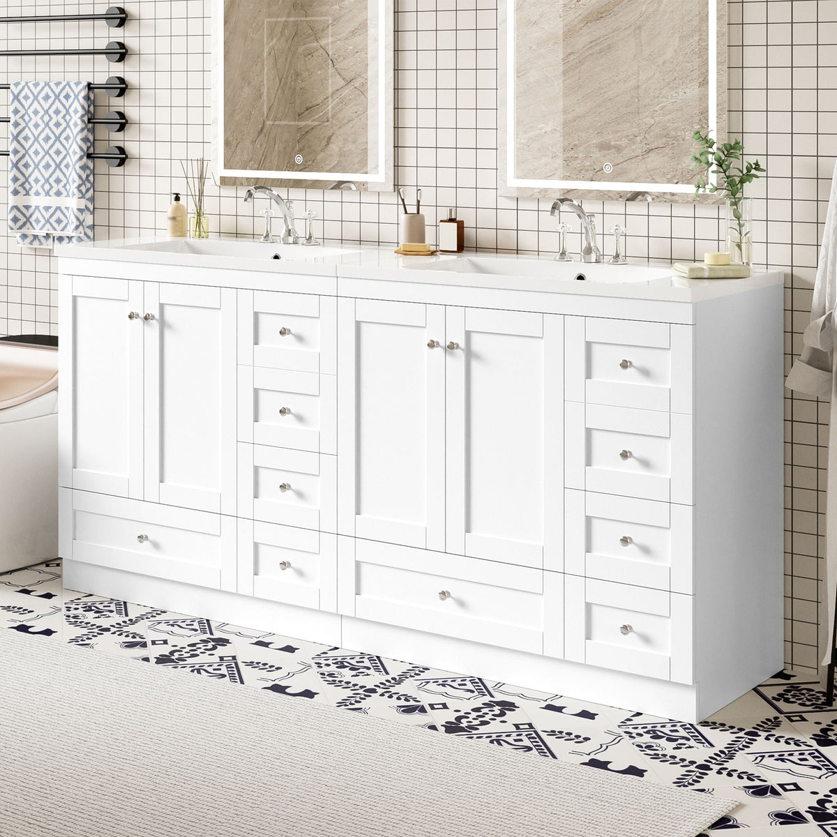 Shaker Free Standing Bathroom Vanity Cabinet & Sink, Soft Close Drawers, Soft Close Doors