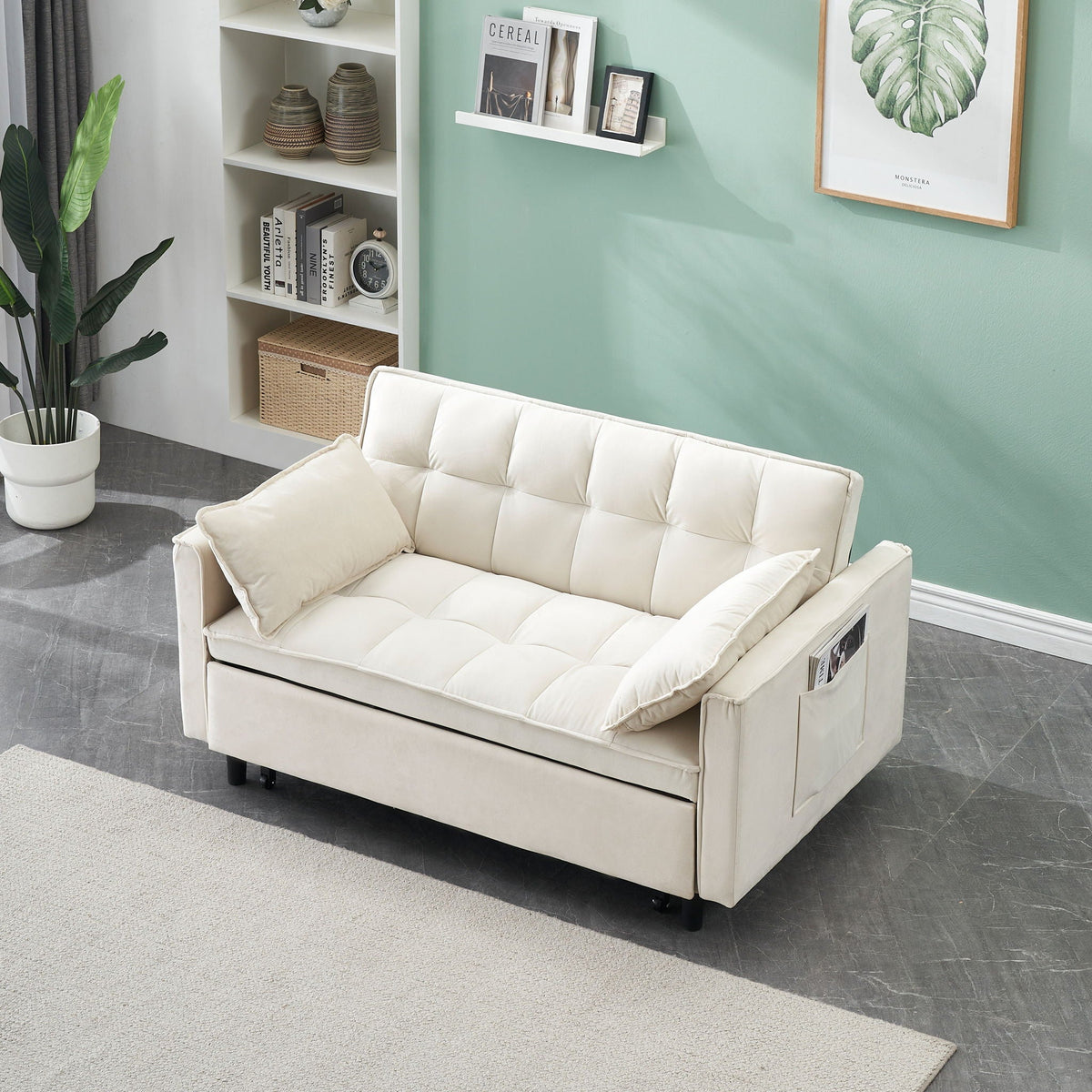 Sofa Bed With Pockets, 3 In 1 Convertible For Living Room